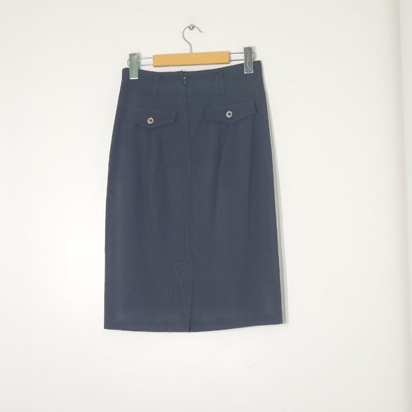 Les Belles Garconnes Vintage Classic Midi Skirt Black Casual Zip Womens Lined - Picture 5 of 15